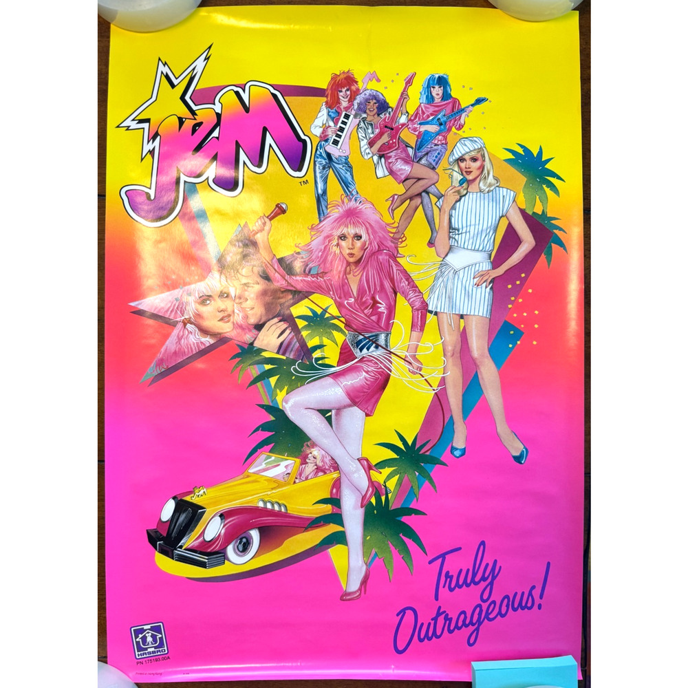 Vintage 1985 Jem and the Holograms Poster 20 x 14 Truly Outrageous Hasbro Rolled